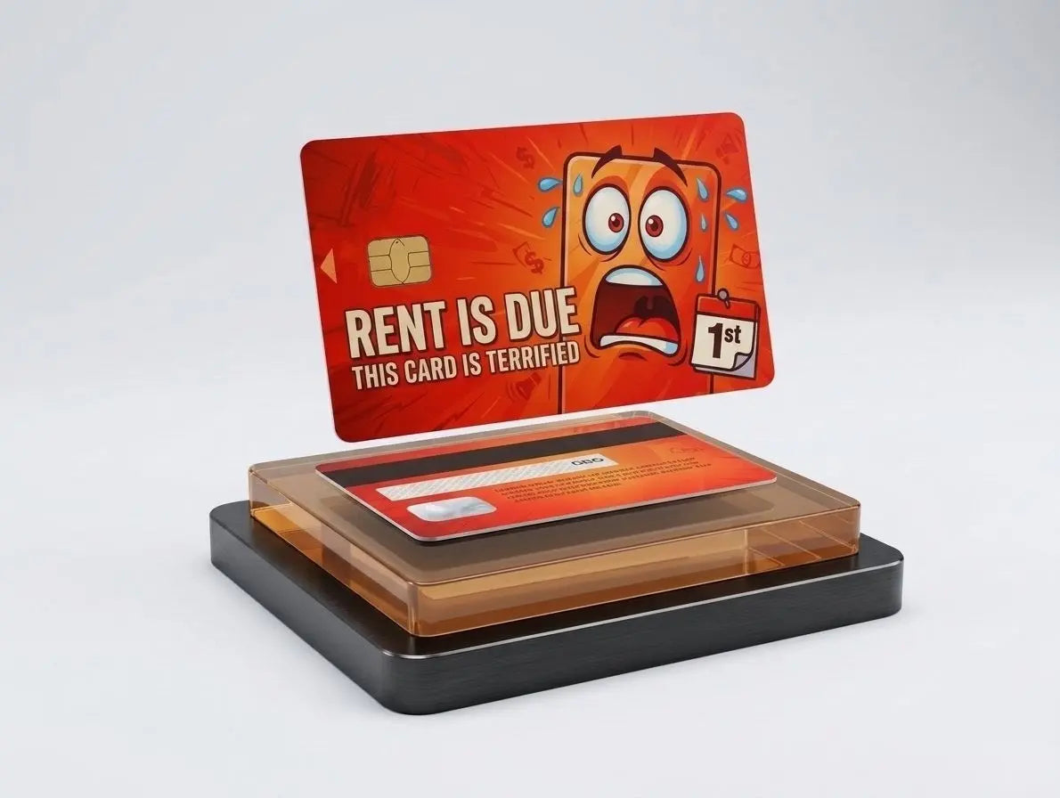 Rent Is Due" Funny Credit Card Skin