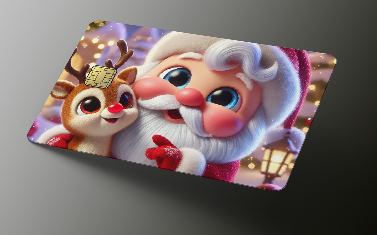 Santa and Rudolph Credit Card Skin, Debit Card Covering (small chip)