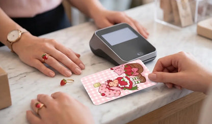 Vintage Strawberry Credit Card Skin | Cute Pink Gingham Debit Card Sticker