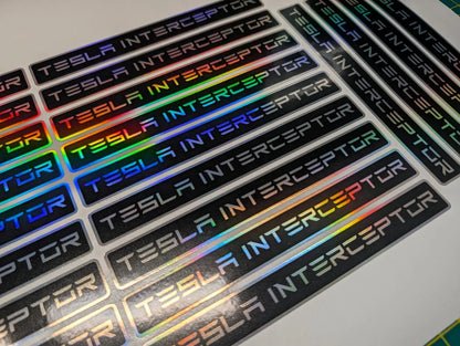 Holographic "Tesla Interceptor" Custom Decal | 6.8" 2 Decals