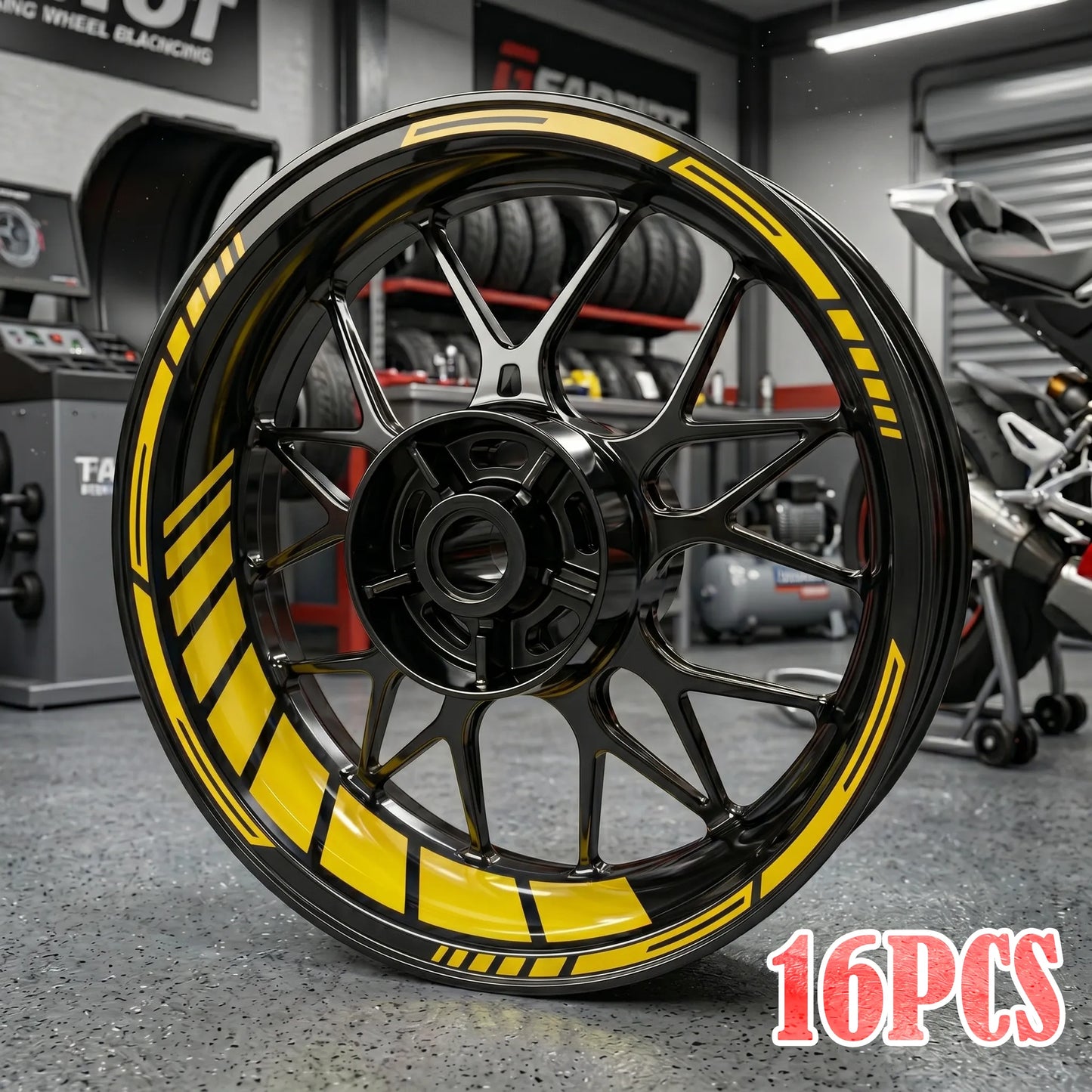Apex Precision 16-Piece Motorcycle Rim Stripe Decal Kit