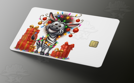 Funny Zebra Holiday Credit Card Skin, Debit Card Covering